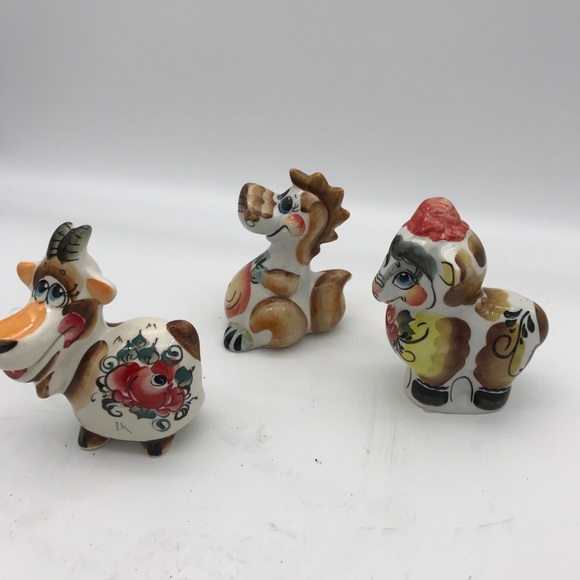 VTG Russian GZHEL figurine Majolica Set of 3 - Picture 2 of 14